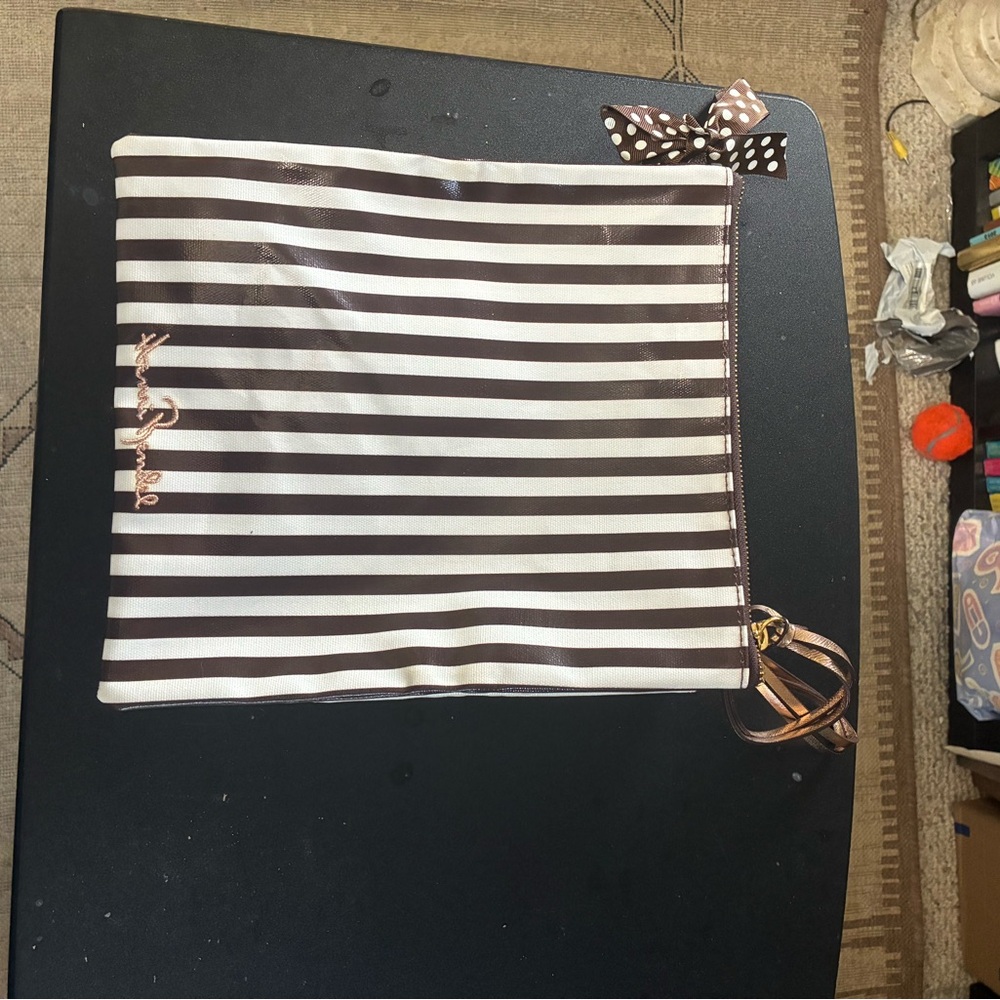 Striped Brown and White Women's Accessory Bag